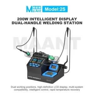 MaAnt Stasis 2S-215 200W Intelligent Display Dual-Handle Soldering Station with C115 + C210 Handle